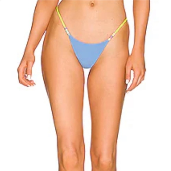 Lovers and Friends Groovy Baby Bikini bottom in Blue & Neon Yellow - Picture 1 of 6
